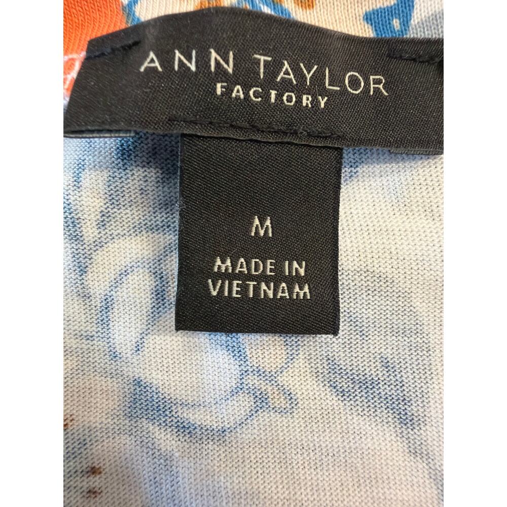 Ann Taylor Factory citrus fruits flutter sleeve tee M 100% Cotton - Picture 2 of 10